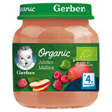 Gerber Organic, Postre, manzana y frambuesa, después de 4 meses, 125 g