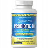 Puritan's Pride Probiotic 10 + vitamine D, 60 capsules