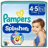 Pampers Splashers, pañales para nadar, talla 4-5, 9-15 kg, 11 piezas