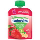 BoboVita Mousse en tubo, plátano y manzana con fresa y kiwi, después de 6 meses, 80 g