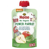 Holle, Mousse de frutas y verduras en tubo, Power Parrot, pera, manzana, espinacas, a partir de 6 meses, 100 g