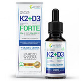 Wish Natural Vitamins K2 MK7 + D3 Forte, gotas, 30 ml