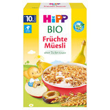 HiPP Muesli Bio, plátano, manzanas y ciruelas, sin azúcares añadidos, a partir de 10 meses, 200 g