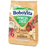 BoboVita Porcja Zbóż porridge 3 cereali, lampone, fragola, banana, latte, senza zuccheri aggiunti, dopo 6 mesi, 210 g