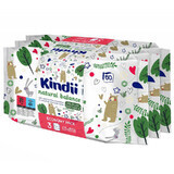 Kindii Natural Balance, toallitas húmedas para bebés y niños, 3 x 60 piezas