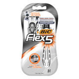 BIC Flex 5, rasoir pour homme, 5 lames, jetable, 3 pièces