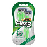 BIC Flex 3 Sensitive, maquinilla de afeitar para hombres, tres hojas, 3 piezas