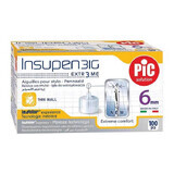 Pic Solution Insupen, agujas para pluma de insulina, 31G (0,25 mm) x 6 mm, 100 unidades