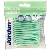 Jordan Easy Reach Flosser, hilo dental y palillos 2 en 1, menta, 25 piezas