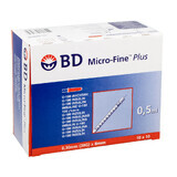 BD Micro-Fine Plus, jeringa de insulina, 0,5 ml, U-100, con aguja 30G, 0,3 x 8 mm, 100 unidades