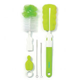 BabyOno, set de cepillos para biberón y chupete con mango reemplazable y miniesponja, verde, 1 juego