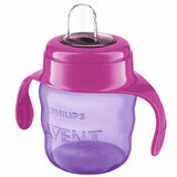 Avent, vaso antiderrames con asas y pico de silicona, rosa, SCF551/03, después de 6 meses, 200 ml