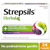 Strepsils Herbal, elderberry and echinacea flavor, sugar free, 24 tablets