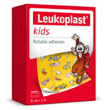 Leukoplast Kids, esparadrapo para niños, impermeable, 6 cm x 1 m, 1 pieza