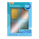 Canpol Babies, set de juguetes de silicona desmontables para el baño, 80/308, a partir de 3 meses, 4 piezas