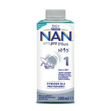 Nestlé NAN Optipro Plus 1 HMO, leche infantil lista para tomar para bebés desde el nacimiento, 200 ml