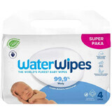 WaterWipes Bio, toallitas húmedas, agua, desde el nacimiento, 4 x 60 uds.