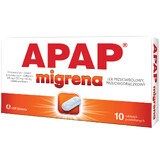 Apap Migraña 250 mg + 250 mg + 65 mg, 10 comprimidos recubiertos con película