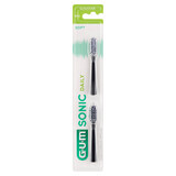 Sunstar Gum, Sonic Daily puntas de cepillo de dientes, negro, 2 piezas