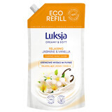 Luksja Creamy &amp; Soft, jabón líquido cremoso, relajante, jazmín y vainilla, caldo, 900 ml