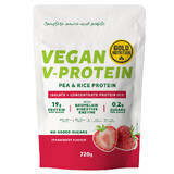 Proteína vegetal en polvo con sabor a fresa V-Protein, 720 g, Gold Nutrition