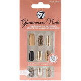 Set de 24 uñas postizas, W7, Glamorous Nails, Jingle Jungle, Adhesivo incluido