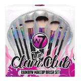 Set mit 8 Makeup-Pinseln, W7, The Clam Club Rainbow, inklusive Aufbewahrungstasche