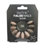 Set of 24 false nails, with glue included, Technic, False Nails, Stiletto, Wild Thing