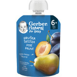 Gerber Bolsa natural pera y ciruela 6m+ 90 g