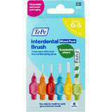 Cepillos interdentales TePe talla 0-5 Mix Pack, caja de papel 6 unid.