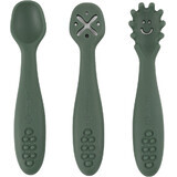 Petite&Mars Set de cucharas de entrenamiento de silicona Take&Match Misty Green 6m+ 3 pcs