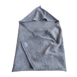 Knitted hooded blanket, 80 x 80 cm, 0-2 years, Cloud Grey, Tuxi