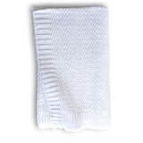 Knitted cotton baby blanket Chevron, 75 x 95 cm, White, Tuxi