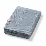 Knitted blanket made of bamboo fibers Hearts, Grey, + 0 months, Babyono