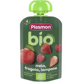 Puré ecológico de fresas, frambuesas y manzanas, + 6 meses, 100 g, Plasmon