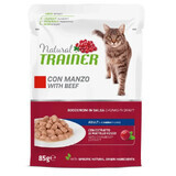 Comida húmeda con carne de vacuno para gatos adultos, 85 g, Natural Trainer