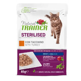 Comida húmeda con pavo para gatos adultos esterilizados, 85 g, Natural Trainer