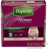 DEPEND SUPER L for women 1×9 pcs, elastic briefs, hip circumference 95-130 cm