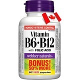 WEBBER NATURALS Vitamina B6+B12+Ácido fólico 1×120 cps, complemento alimenticio