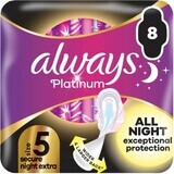 Compresas higiénicas Always Platinum Secure Night Extra con alas, 8 unidades 1×8 unidades, compresas higiénicas con alas