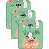 Muumi Baby 3 Midi 5-8 kg, 1×150pcs paquete mensual de pañales ecológicos, Pañales ECO