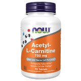 Now Foods Acetil L-Carnitina, Acetil L-Carnitina 750 mg, 90 comprimidos vegetarianos