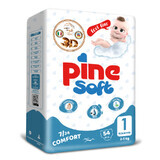 Pine Soft 3D, pañales, talla 1, Recién nacido, 2-5 kg, 54 unidades