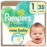 Pampers Harmonie, pañales, talla 1, 2-5 kg, 35 unidades