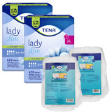 Tena Lady Slim Set, compresas especializadas, Extra, 2 x 20 pzs + Braga Normal Absorbente ProSkin Pants, tallas M y L, 2 muestras