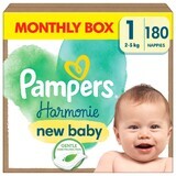 Pampers Harmonie, pañales, talla 1, 2-5 kg, 180 unidades