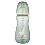 Canpol Babies EasyStart, anticólicos, biberón boca ancha, Goose, a partir de 12 meses, 300 ml