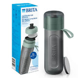 Brita Active, botella con filtro de 0,6 litros, verde + filtro MicroDisc, 2 piezas