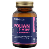 Pureo Health Folato 5-MTHF + Vitamina C, 60 cápsulas