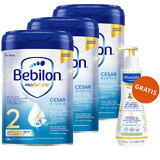 Lote Bebilon Profutura Profutura CesarBiotik 2, leche de continuación, después de 6 meses, 3 x 800 g + Mustela Bebe Enfant, gel nutritivo de lavado, 300 ml de regalo